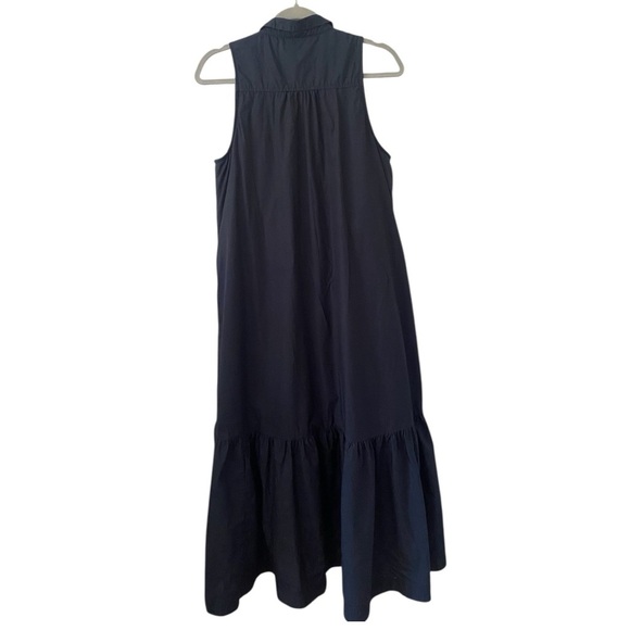 Maeve Anthropologie Paola Flounced Drop Waist Sleeveless Midi Black Dress - Picture 3 of 10